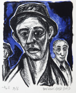 Ben Allal Ayad, Hattumies 2005, värilitografia, 18,5 cm x 15,5 cm